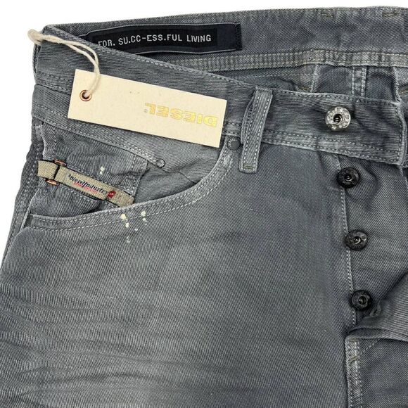 Diesel Other - New Diesel Men US 38 Grey Jeans Slim Fit Buttons Linen Cotton D.N.A. Mutation